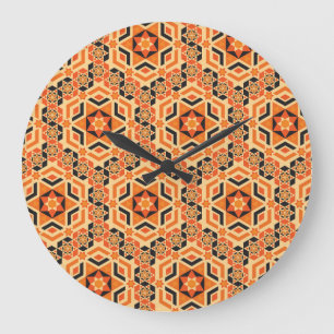 Italian floor geometric pattern, vintage mosaic. large clock