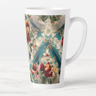 Italian Floral Damask Whimsical Pattern Latte Mug