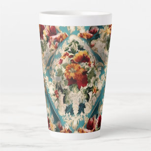 Italian Floral Damask Whimsical Pattern Latte Mug