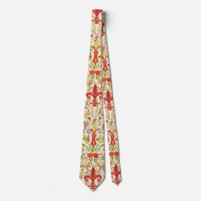 Italian Florentine Fleur de Lis Pattern Tie (Front)
