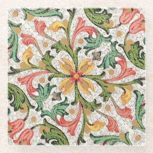 Italian Florentine Flourishes Pattern Glass Coaster