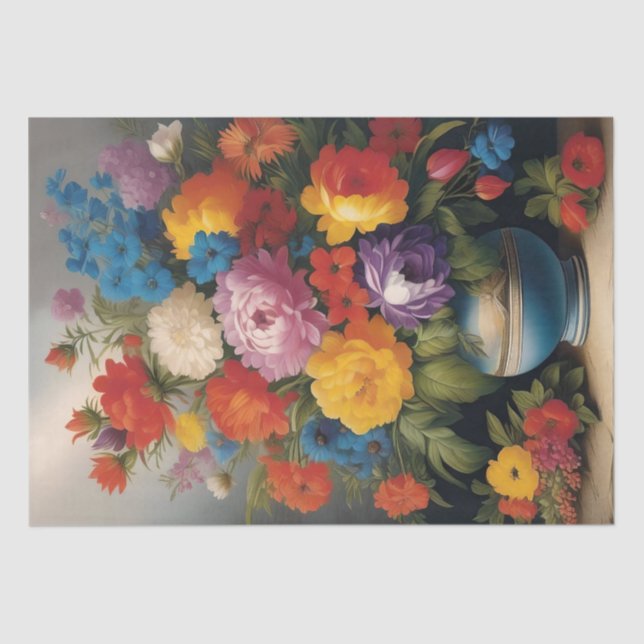 Italian Flower Print Decoupage /  Tissue Paper (Front)