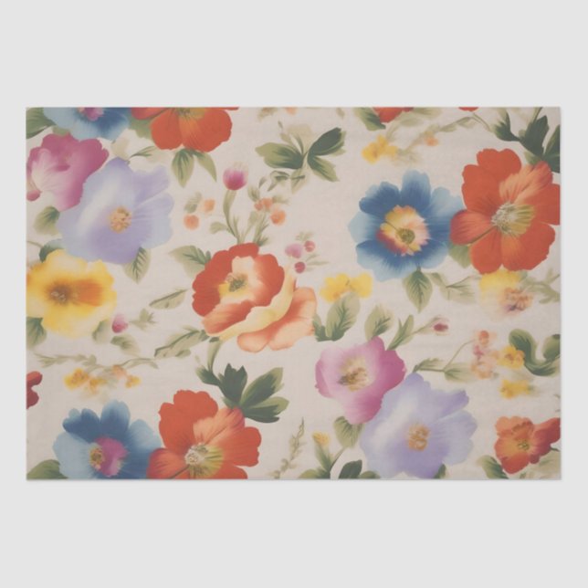 Italian Flower Print Decoupage /  Tissue Paper (Front)