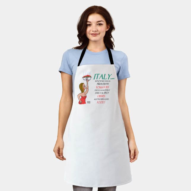 Italian Food and Women Funny All-Over Print Apron (Worn)