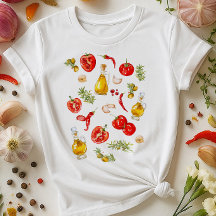 Italian Food Art Shirt | Tomato Olive Oil Rosemary