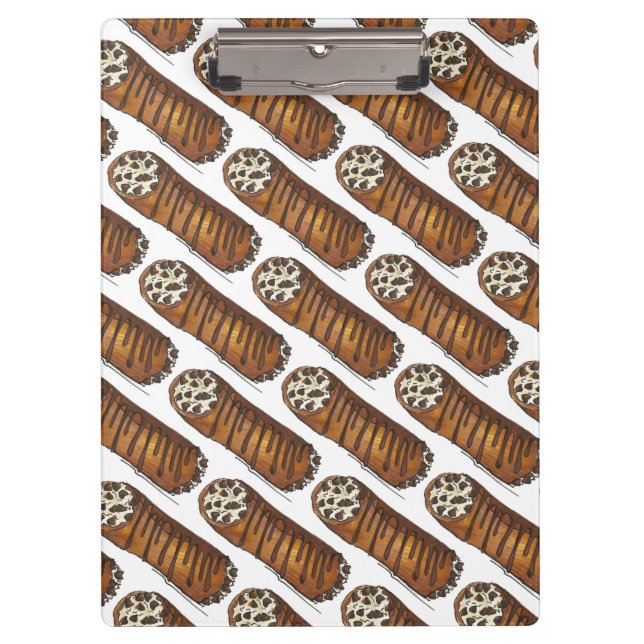 Italian Food Bakery Pastry Chocolate Chip Cannoli Clipboard (Front)