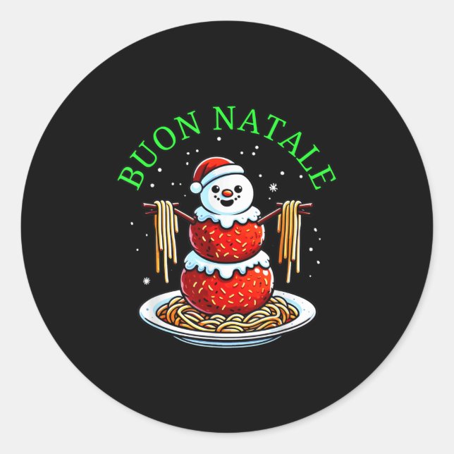 Italian Food Christmas Meatball Snowman Ugly Chris Classic Round Sticker (Front)