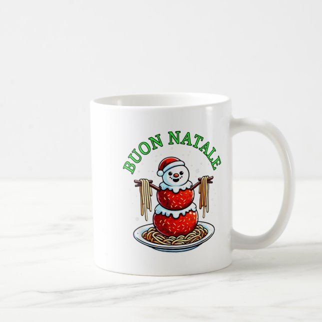 Italian Food Christmas Meatball Snowman Ugly Chris Coffee Mug (Right)