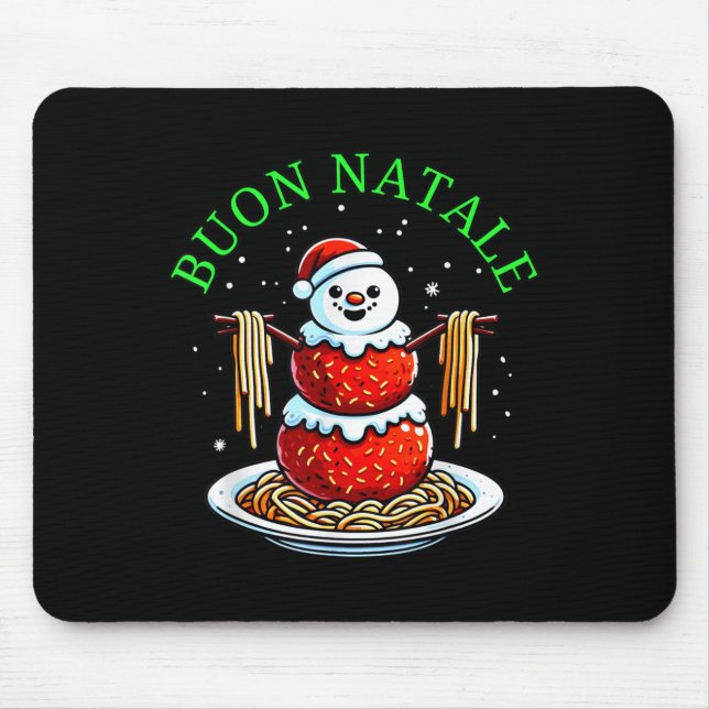 Italian Food Christmas Meatball Snowman Ugly Chris Mouse Pad (Front)