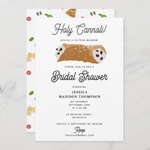 Italian Food Holy Cannoli Bridal Shower Wedding Invitation