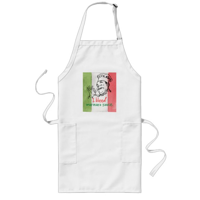 Italian Food I Bleed Marinara Sauce Italy Funny Long Apron (Front)