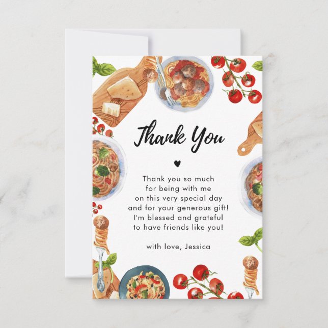 Italian Food Little Meatball Baby Shower Thank You (Front)