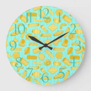 Italian Food Lover Pizza Restaurant Pasta Shapes Large Clock