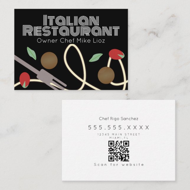 Italian Food Pasta Truck Restaurant  Business Card (Front/Back)