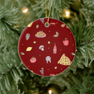 Italian food pattern. Seamless Italian foods Ceramic Ornament