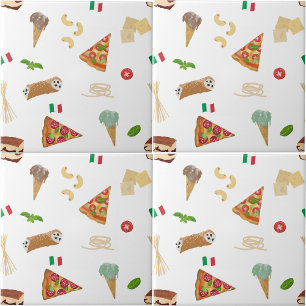 Italian Food Pizza Pasta Tiramisu Kitchen Ceramic Tile