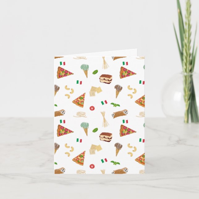 Italian Food Pizza Pasta Tiramisu Pattern Card (Front)