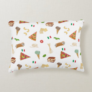 Italian Food Pizza Pasta Tiramisu Pattern Decorative Cushion