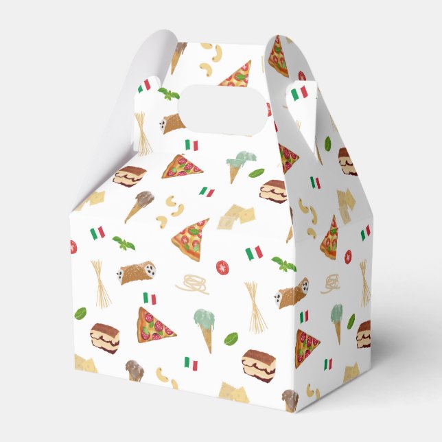 Italian Food Pizza Pasta Tiramisu Pattern Favour Box (Front Side)