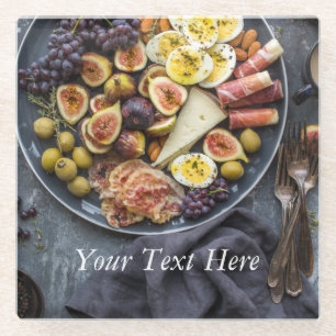 Italian Food Selection Glass Coaster