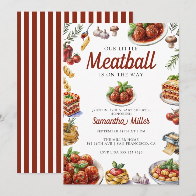 Italian Food | Watercolor Baby Shower Invitation (Front/Back)