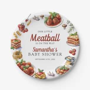 Italian Food   Watercolor Baby Shower Paper Plate