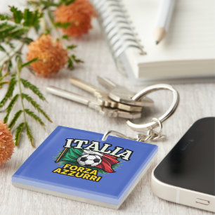 Italian Football Passion – Forza Azzurri Flag Key Ring