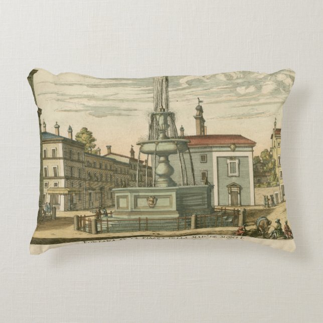Italian Fountain in Town Square by Falda Decorative Cushion (Front)