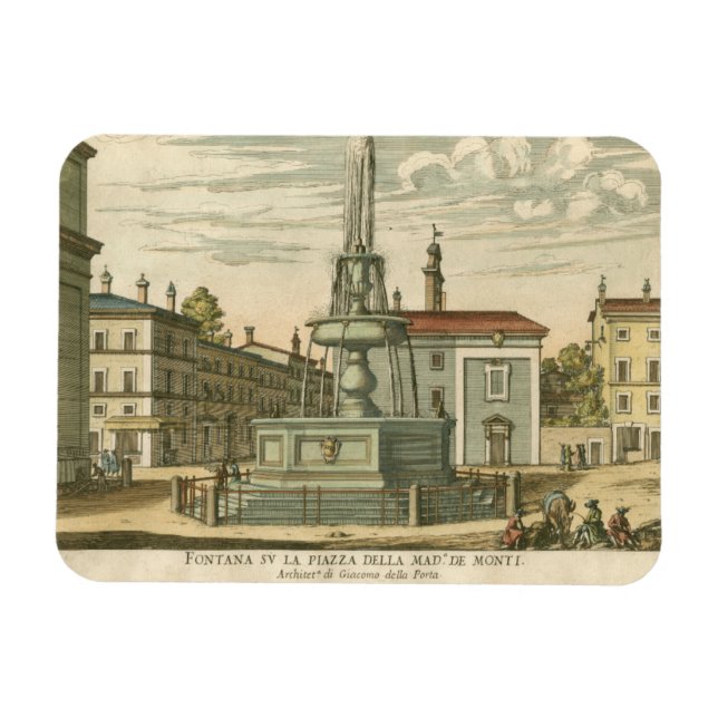 Italian Fountain in Town Square by Falda Magnet (Horizontal)