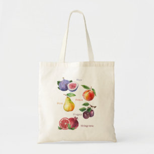 Italian fruits tote bag Italian words tote bag 