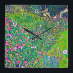 Italian Garden, Gustav Klimt Square Wall Clock<br><div class="desc">Gustav Klimt (July 14, 1862 – February 6, 1918) was an Austrian symbolist painter and one of the most prominent members of the Vienna Secession movement. Klimt is noted for his paintings, murals, sketches, and other objets d'art. In addition to his figurative works, which include allegories and portraits, he painted...</div>