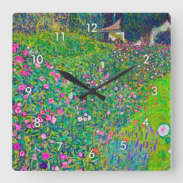 Italian Garden, Gustav Klimt Square Wall Clock (Front)