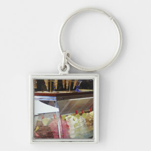 Italian gelato in display case key ring