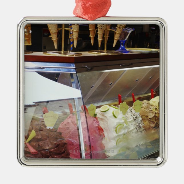 Italian gelato in display case metal tree decoration (Front)