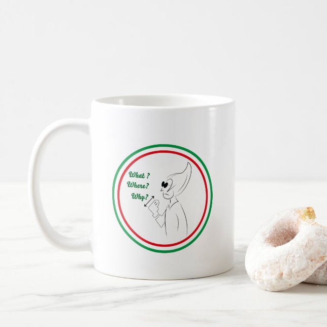 Italian Gestures – What, Where, Why Coffee Mug (With Donut)