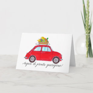 Italian Get well Red Retro Fiat 500 Card
