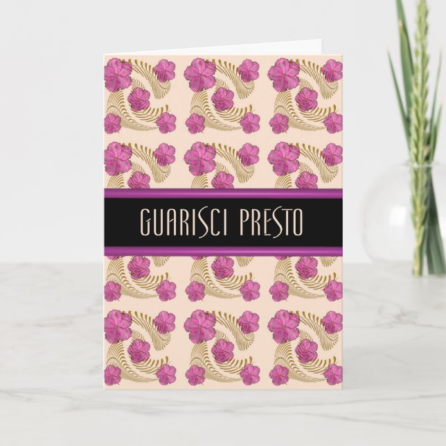 Italian Get Well Soon Quarisci Presto Fern card (Front)