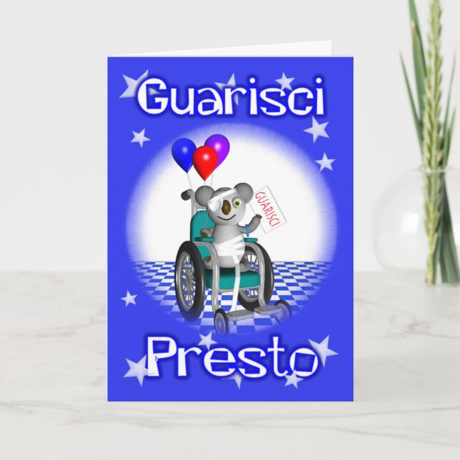 Italian Get Well Soon Quarisci Presto Kid card (Front)
