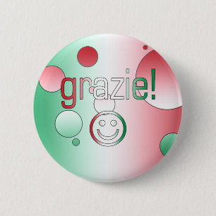 Italian Gifts : Thank You / Grazie Face 6 Cm Round Badge