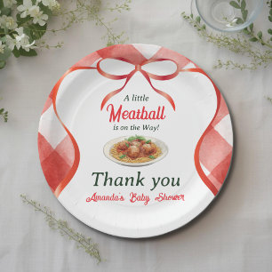 Italian Gingham Red Meatball Pasta Baby Shower Paper Plate