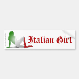 Italian Girl Silhouette Flag Bumper Sticker