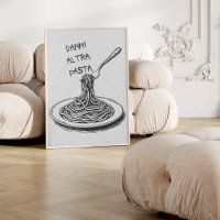 Italian Give Me More Pasta Trendy Retro Poster