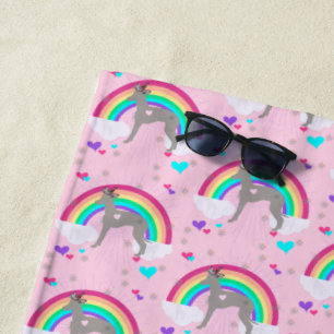 Italian Greyhound Beach Towel, Unicorn Iggy Print Towel