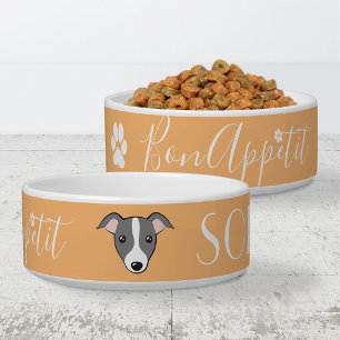 Italian greyhound Blue cartoon Name Bon appetit Bowl