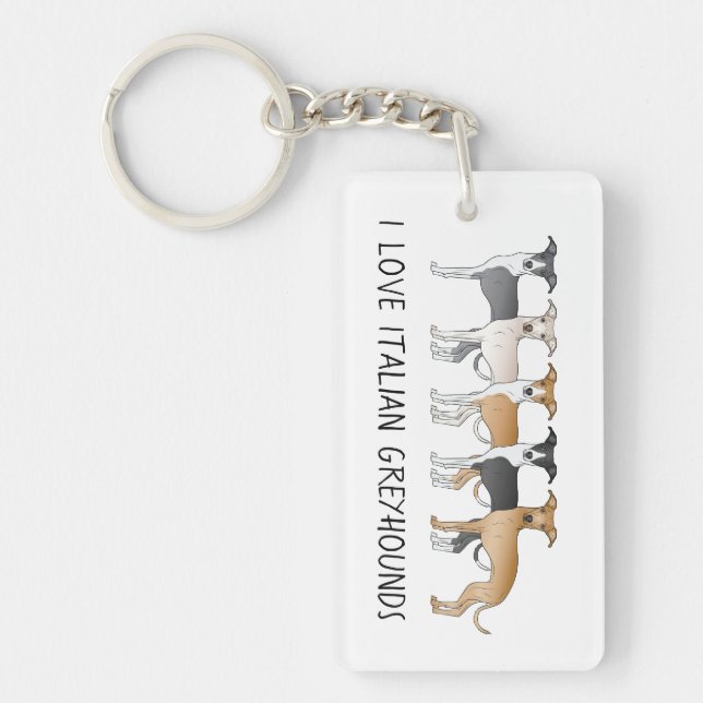 Italian Greyhound Cartoon Dogs With Custom Text Key Ring (Front)