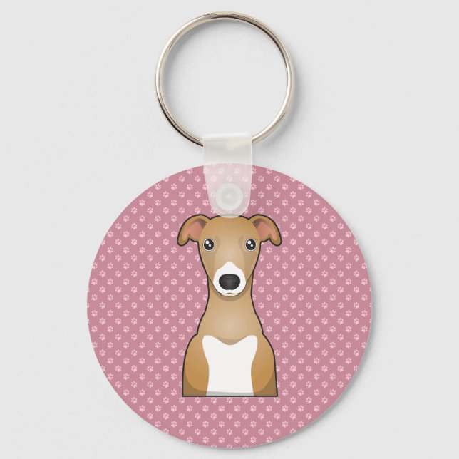Italian Greyhound Cartoon Key Ring (Front)