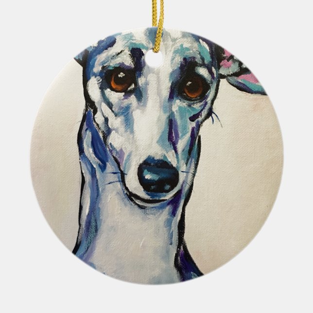 Italian Greyhound Ceramic Tree Decoration (Front)