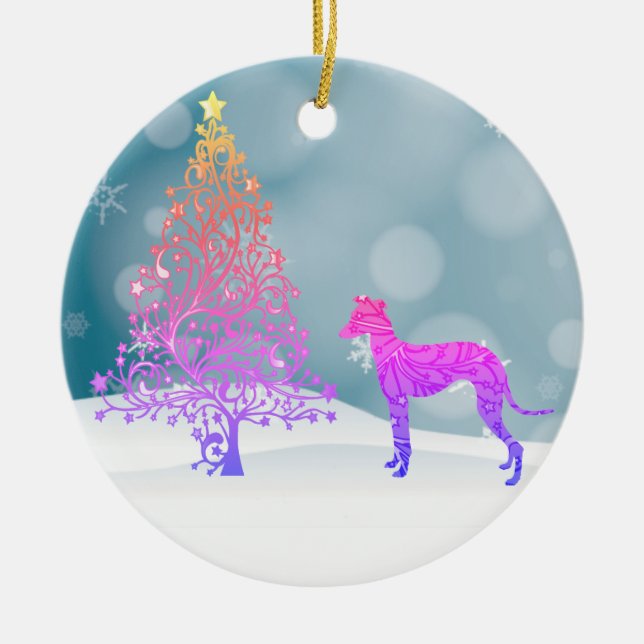 Italian Greyhound Christmas Ceramic Ornament (Front)