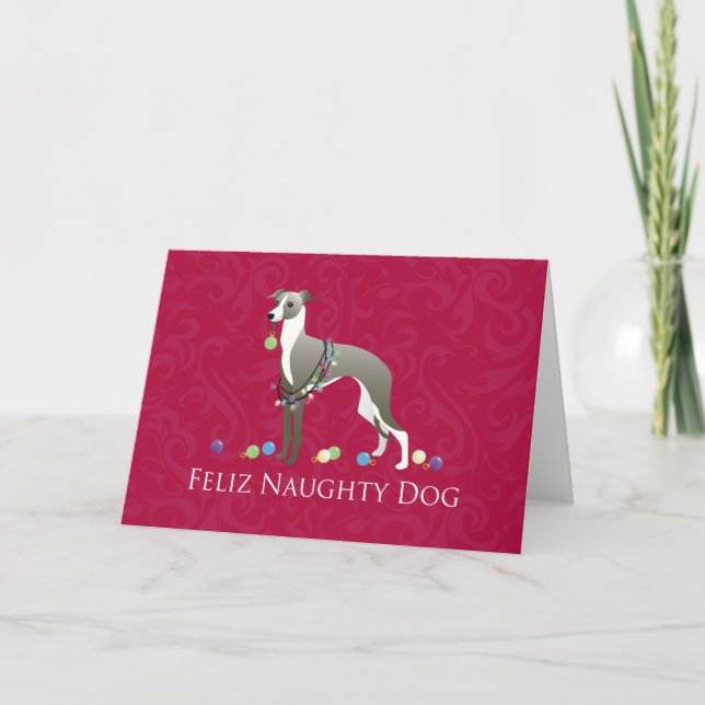 Italian Greyhound Christmas Design Holiday Card (Front)