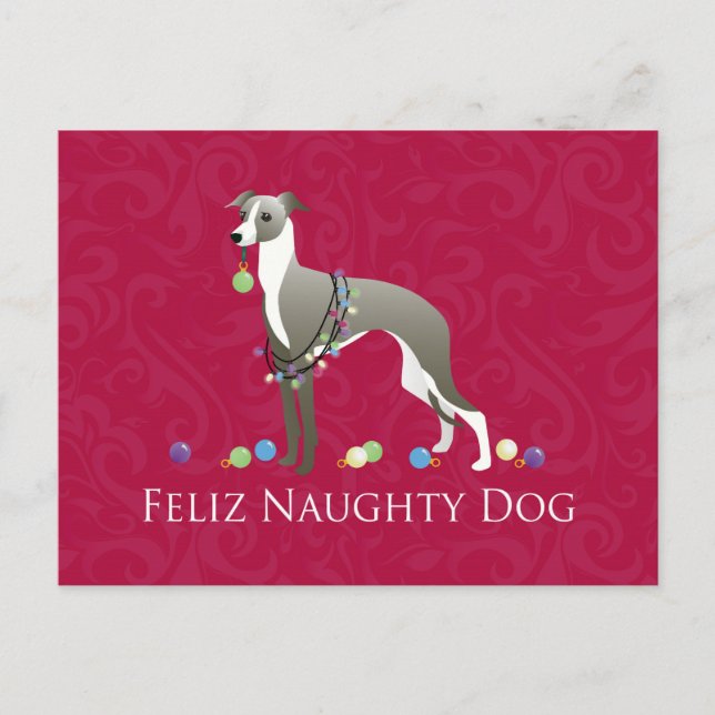 Italian Greyhound Christmas Design Holiday Postcard (Front)